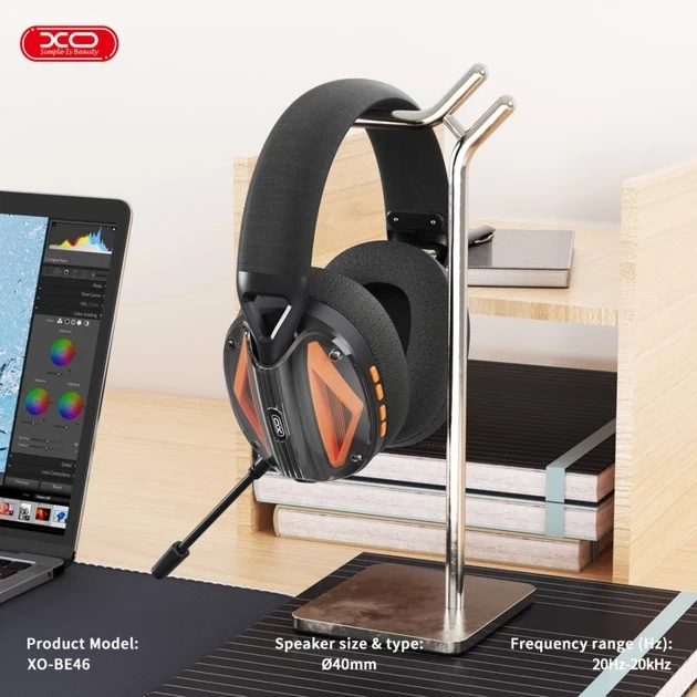 Ігрові навушники XO-BE46 2.4G Bluetooth Wired 40мм чорні з мікрофоном та акумулятором 600mAh - зображення 5