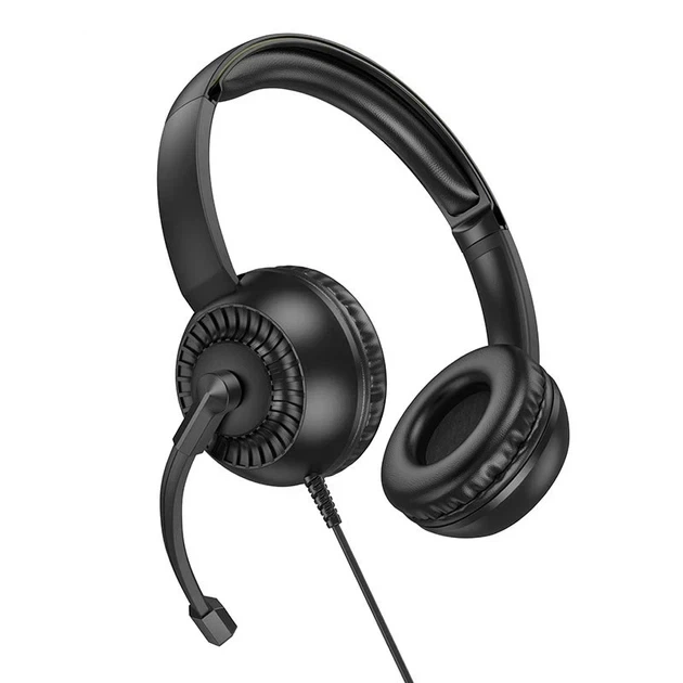 Игровые наушники Hoco W112 Pure черный 40мм диаметр микрофон 3.5mm AUX полноразмерные из ABS пластика - зображення 3