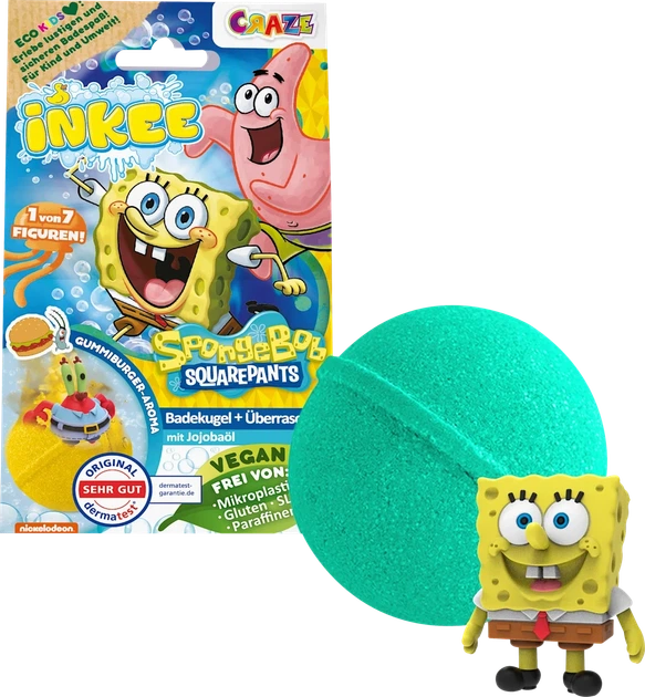 Дитяча бомбочка для ванни Губка Боб (Спанч Боб / SpongeBob) з іграшкою всередині (1 шт), TM Inkee, для дітей - Фото 1 Дитяча бомбочка для ванни Губка Боб (Спанч Боб / SpongeBob) з іграшкою всередині (1 шт), TM Inkee, для дітей - изображение 1