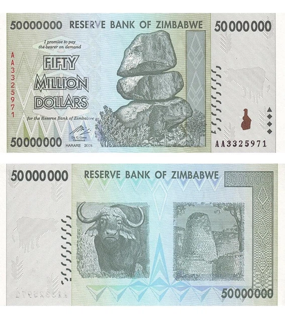 Банкнота 50000000 доларів Зімбабве 2008 рік UNC - Фото 1 Банкнота 50000000 доларів Зімбабве 2008 рік UNC - изображение 1