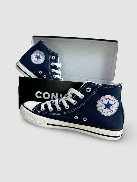 Жіночі кеди високі з вишивкою Converse темно-сині 39 - Фото 3 Жіночі кеди високі з вишивкою Converse темно-сині 39 - зображення 3