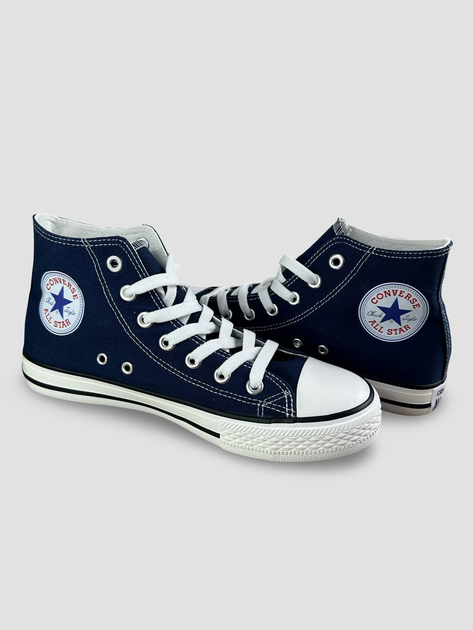 Жіночі кеди високі з вишивкою Converse темно-сині 39 - Фото 4 Жіночі кеди високі з вишивкою Converse темно-сині 39 - зображення 4