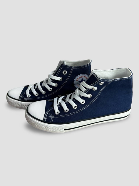 Жіночі кеди високі з вишивкою Converse темно-сині 39 - Фото 9 Жіночі кеди високі з вишивкою Converse темно-сині 39 - зображення 9