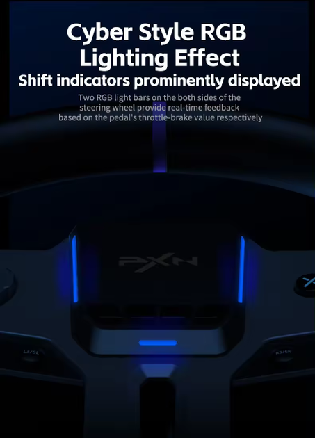 Игровой руль с педалями и коробкой передач для PS4, PS3, Xbox X/S, PC PXN V9 GEN2 (PXN-V9GEN2) с вибрацией, черный - изображение 2