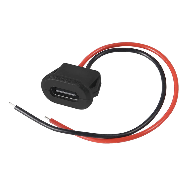 Гніздо USB Type C 2pin з проводами та засувками чорне для монтажу в корпус - Фото 3 Гніздо USB Type C 2pin з проводами та засувками чорне для монтажу в корпус - зображення 3