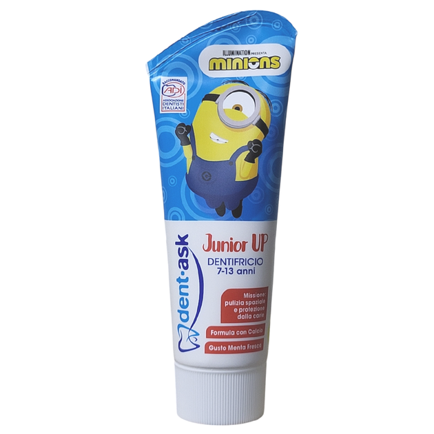 Зубна паста дитяча DENTASK dent.jun.minions ml75 - Фото 1 Зубна паста дитяча DENTASK dent.jun.minions ml75 - зображення 1
