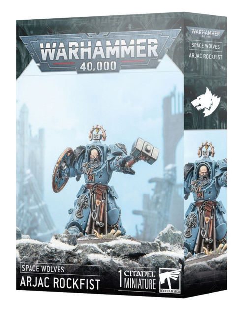 Миниатюра Warhammer 40K Space Wolves Arjac Rockfist, пластиковая модель - Фото 1 Миниатюра Warhammer 40K Space Wolves Arjac Rockfist, пластиковая модель - изображение 1