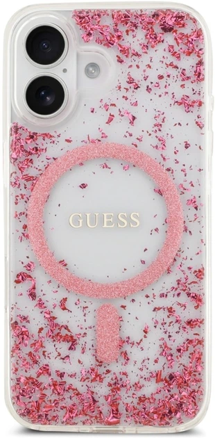 Etui Guess Resin Bottom Glitter MagSafe do Apple iPhone 17 Pink (GUHMP17SRGRGEP) - obraz 3