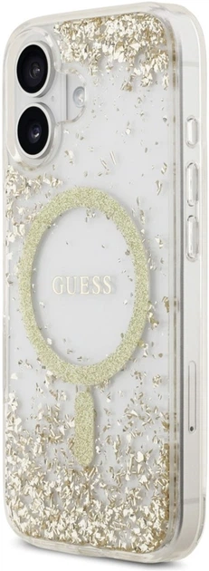 Etui Guess Resin Bottom Glitter MagSafe do Apple iPhone 17 Gold (GUHMP17SRGRGED) - obraz 2