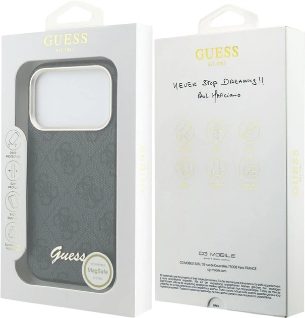 Etui Guess 4G Script MagSafe do Apple iPhone 17 Pro Max Black (GUHMP17X5P4FWMSK) - obraz 8