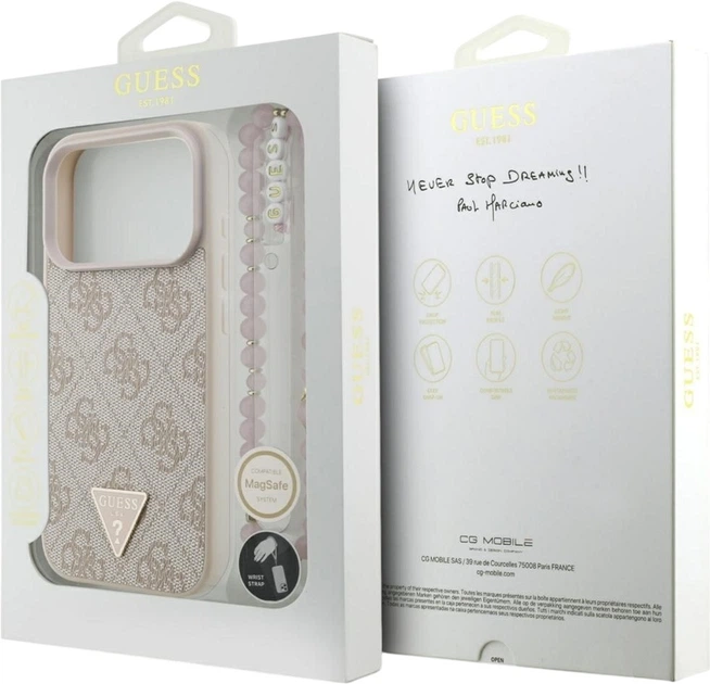 Etui Guess 4G Strap Triangle Logo MagSafe do Apple iPhone 17 Pro Pink (GUHMP17LP4TSDPPSP) - obraz 8