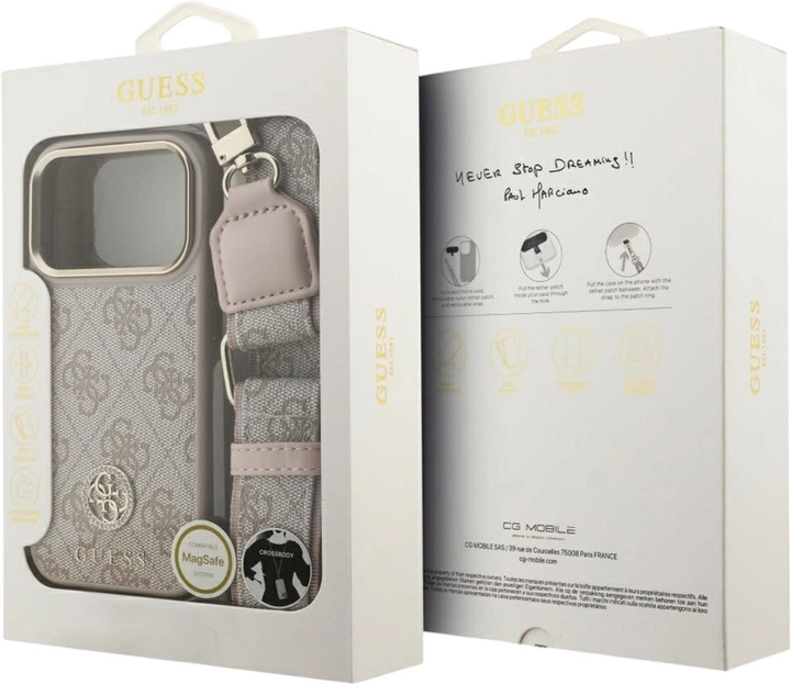 Etui Guess 4G Strass Logo & Big Strap Metal Buttons MagSafe do Apple iPhone 17 Pro Pink (GUHMP17LP4G4DCSP) - obraz 9