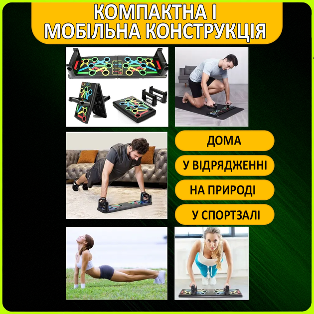 Универсальная доска для отжиманий от пола Тренировочная платформа упражнений Push Power Напольный тренажер - Фото 5 Универсальная доска для отжиманий от пола Тренировочная платформа упражнений Push Power Напольный тренажер - изображение 5