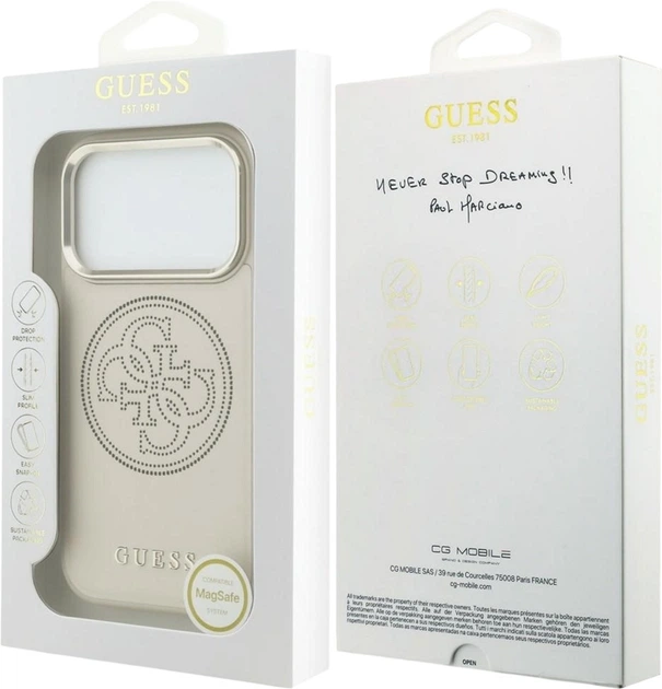 Etui Guess Perforated 4G MagSafe do Apple iPhone 17 Pro Max Beige (GUHMP17X5PG4SRGE) - obraz 8