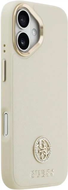Etui Guess Grained Strass Logo MagSafe do Apple iPhone 17 Beige (GUHMP17SPGCRMDEE) - obraz 4
