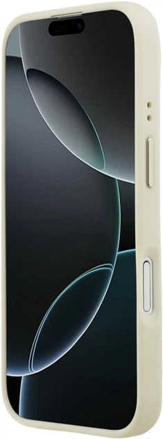 Etui Guess Grained Strass Logo MagSafe do Apple iPhone 17 Beige (GUHMP17SPGCRMDEE) - obraz 5