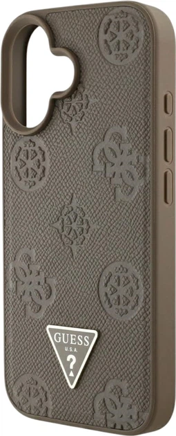Чохол Guess Grained Hot Stamp Peony Triangle Logo MagSafe для Apple iPhone 16 Brown (GUHMP16SPGBTMW) - зображення 6