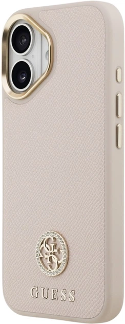 Etui Guess Grained Strass Logo MagSafe do Apple iPhone 17 Pink (GUHMP17SPGCRMDEP) - obraz 2