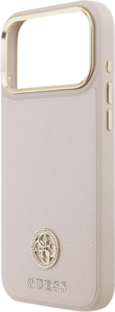 Etui Guess Grained Strass Logo MagSafe do Apple iPhone 17 Pro Max Pink (GUHMP17XPGCRMDEP) - obraz 6