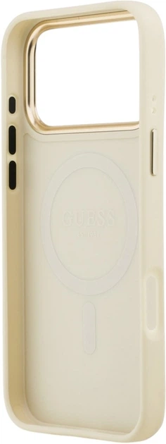 Etui Guess Grained Strass Logo MagSafe do Apple iPhone 17 Pro Max Beige (GUHMP17XPGCRMDEE) - obraz 7