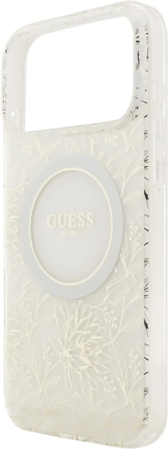 Etui Guess IML Flowers Electro Pearl Strap MagSafe do Apple iPhone 17 Pro Max White (GUHMP17XHCPOFPH) - obraz 6