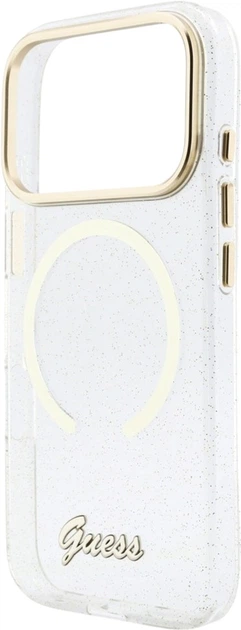 Etui Guess IML Glitters Script Strap MagSafe do Apple iPhone 17 Pro Max Transparent (GUHMP17X5HTGSMSH) - obraz 5
