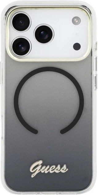 Etui Guess IML Gradient Script Metal MagSafe do Apple iPhone 17 Pro Black (GUHMP17L5HTGMCSK) - obraz 3