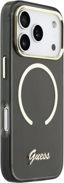 Etui Guess IML Script Metal MagSafe do Apple iPhone 17 Pro Black (GUHMP17L5HTCSMSK) - obraz 4