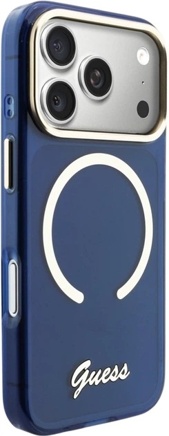 Etui Guess IML Script Metal MagSafe do Apple iPhone 17 Pro Blue (GUHMP17L5HTCSMSB) - obraz 4