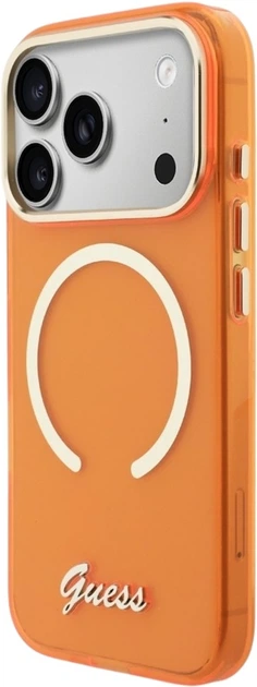 Etui Guess IML Script Metal MagSafe do Apple iPhone 17 Pro Orange (GUHMP17L5HTCSMSO) - obraz 2