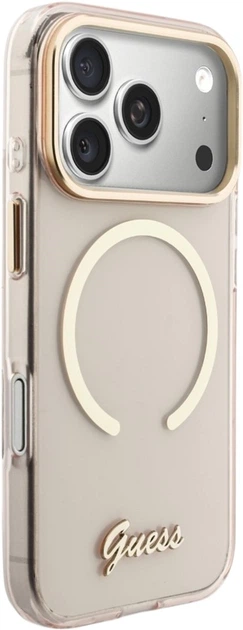 Etui Guess IML Script Metal MagSafe do Apple iPhone 17 Pro Pink (GUHMP17L5HTCSMSP) - obraz 4