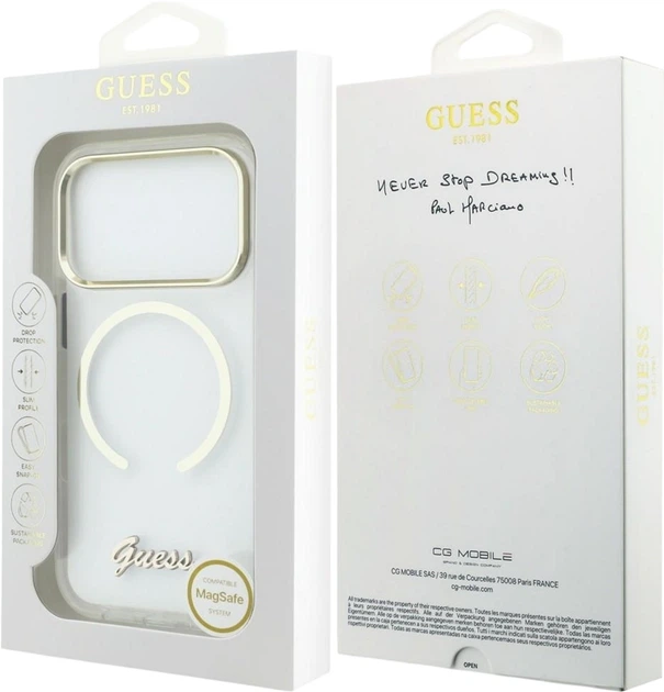 Etui Guess IML Script Metal MagSafe do Apple iPhone 17 Pro Max Transparent (GUHMP17X5HTCSMST) - obraz 8