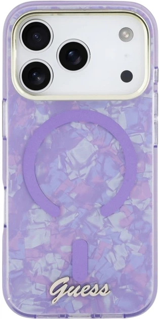 Etui Guess IML Shell Script Metal MagSafe do Apple iPhone 17 Pro Max Violet (GUHMP17X5HTPMCSU) - obraz 3