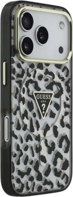 Чохол Guess Leopard Glitter MagSafe для Apple iPhone 17 Pro Black (GUHMP17LHLEGTGLK) - зображення 4