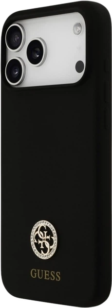 Etui Guess Silicone Logo Strass 4G MagSafe do Apple iPhone 17 Pro Max Black (GUHMP17XM4DGPK) - obraz 2