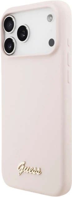 Etui Guess Silicone Script Metal Logo MagSafe do Apple iPhone 17 Pro Max Pink (GUHMP17XSMBSLP) - obraz 2