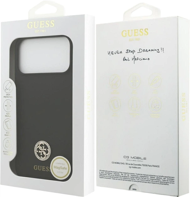 Etui Guess Silicone Logo Strass 4G MagSafe do Apple iPhone 17 Pro Max Black (GUHMP17XM4DGPK) - obraz 8