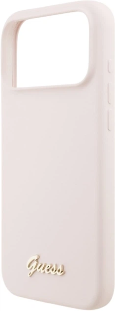 Etui Guess Silicone Script Metal Logo MagSafe do Apple iPhone 17 Pro Max Pink (GUHMP17XSMBSLP) - obraz 6