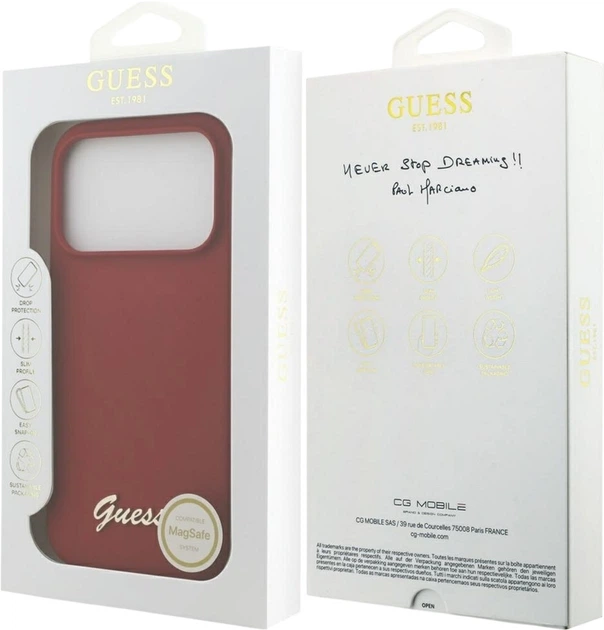 Etui Guess Silicone Script Metal Logo MagSafe do Apple iPhone 17 Pro Magenta (GUHMP17LSMBSLM) - obraz 8