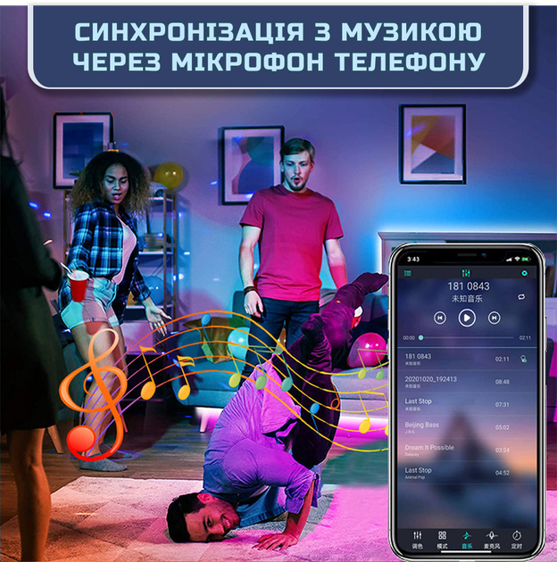 Светодиодная RGB лента комплект 20м с пультом на 24 кнопки и Bluetooth, 18 светодиодов на метр, USB 5V - изображение 6