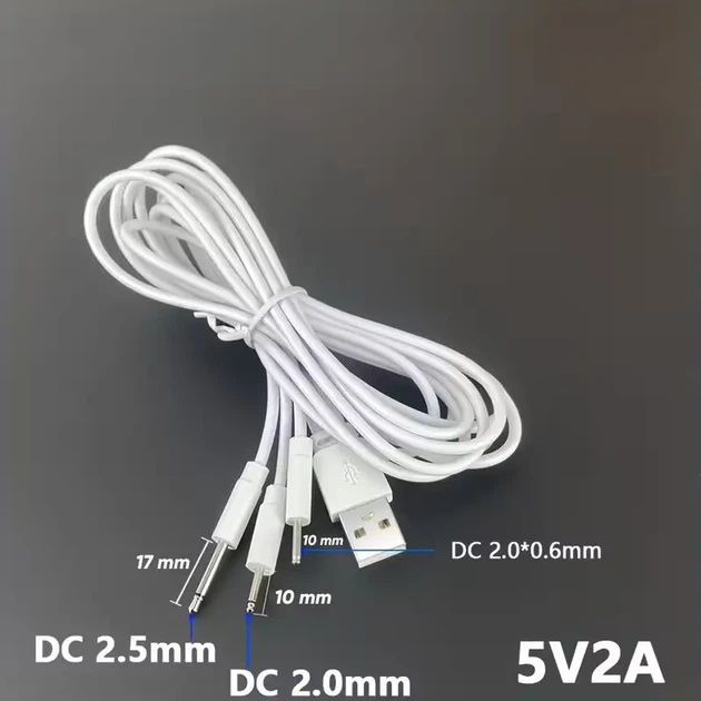 USB зарядный кабель 3 в 1; 2.5 мм., 2.0 мм. для вибратора — универсальное зарядное устройство - изображение 3