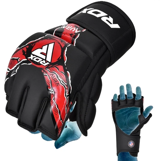 Рукавички Для MMA RDX F17 New Aura Grappling Gloves Чорно-Червоний M (GGR-F17BR-M) - изображение 3