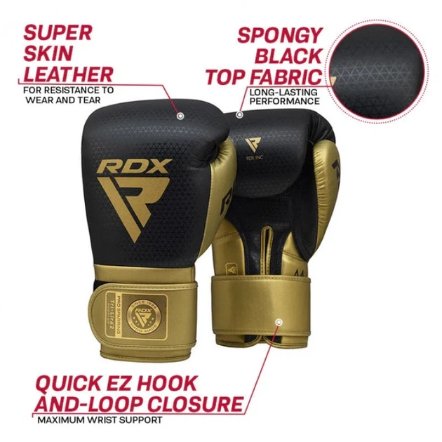 Боксерські Рукавички RDX L2 Mark Pro Sparring Boxing Gloves Hook and loop Чорно-Золотий 14oz (BGM-PSTL2G-14oz) - изображение 6