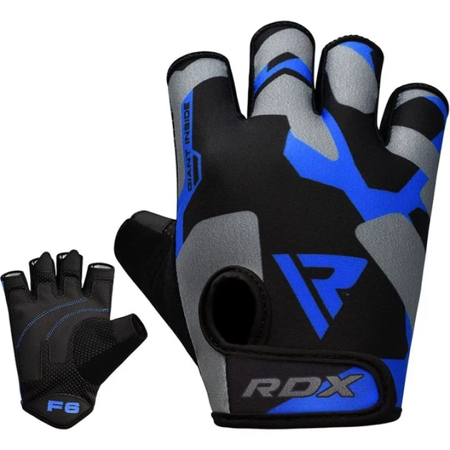 Рукавички Для Залу RDX F6 Fitness Gym Gloves Чорно-Синій XL (WGS-F6U-XL) - зображення 2