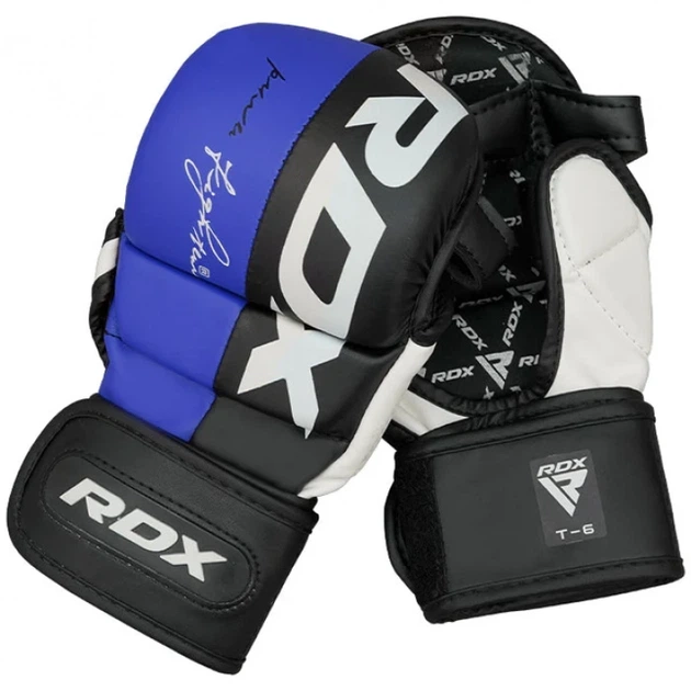 Рукавички Для MMA RDX T6 MMA Sparring Gloves Чорно-Синій S (GGR-T6U-S) - изображение 3