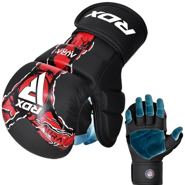 Рукавички Для ММА RDX F17 New Aura Shooter Grappling Gloves Чорно-Червоний M (GSR-F17BR-M) - изображение 3