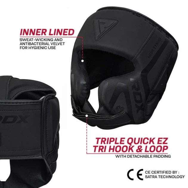 Боксерський Шолом RDX T15 Noir Cheek Protector Head Guard Чорний L (HGR-T15MB-L) - изображение 6