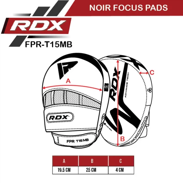 Тренувальні Лапи RDX T15 Noir Focus Pads Чорний - Фото 10 Тренувальні Лапи RDX T15 Noir Focus Pads Чорний - изображение 10