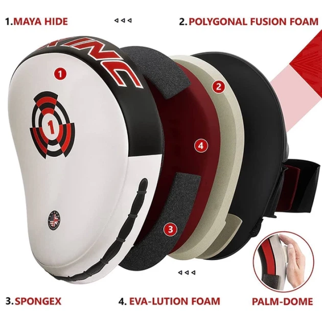 Тренувальні Лапи RDX T1 Curved Boxing Pads Чорно-Білий - Фото 3 Тренувальні Лапи RDX T1 Curved Boxing Pads Чорно-Білий - изображение 3