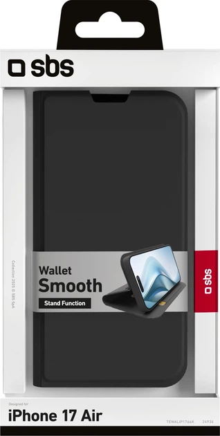 Чохол-книжка SBS Wallet Smooth для Apple iPhone Air Black (TEWALIP1766K) - зображення 2